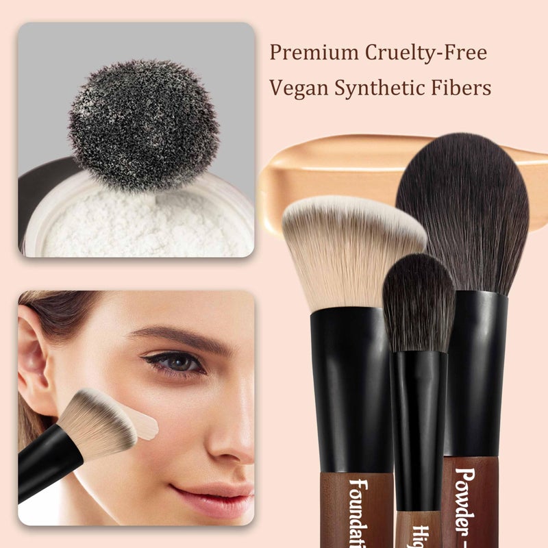 Jilier Travel Makeup Brush Set, 14 pcs Mini Makeup Brushes for Foundation, Powder, Eyeshadow, Highlight, Contour, Blush & Concealer, Small Makeup Brush Set Purse Size with Case - Image 4