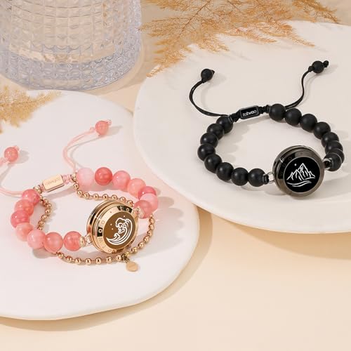 TOTWOO Long Distance Touch Bracelets for Couples, Smart Light up & Vibration for Love Couples Healing Stone Bracelet | Long Distance Relationship Gifts for Girlfriend Bluetooth Pairing Jewelry - Image 5