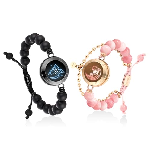 TOTWOO Long Distance Touch Bracelets for Couples, Smart Light up & Vibration for Love Couples Healing Stone Bracelet | Long Distance Relationship Gifts for Girlfriend Bluetooth Pairing Jewelry - Image 1