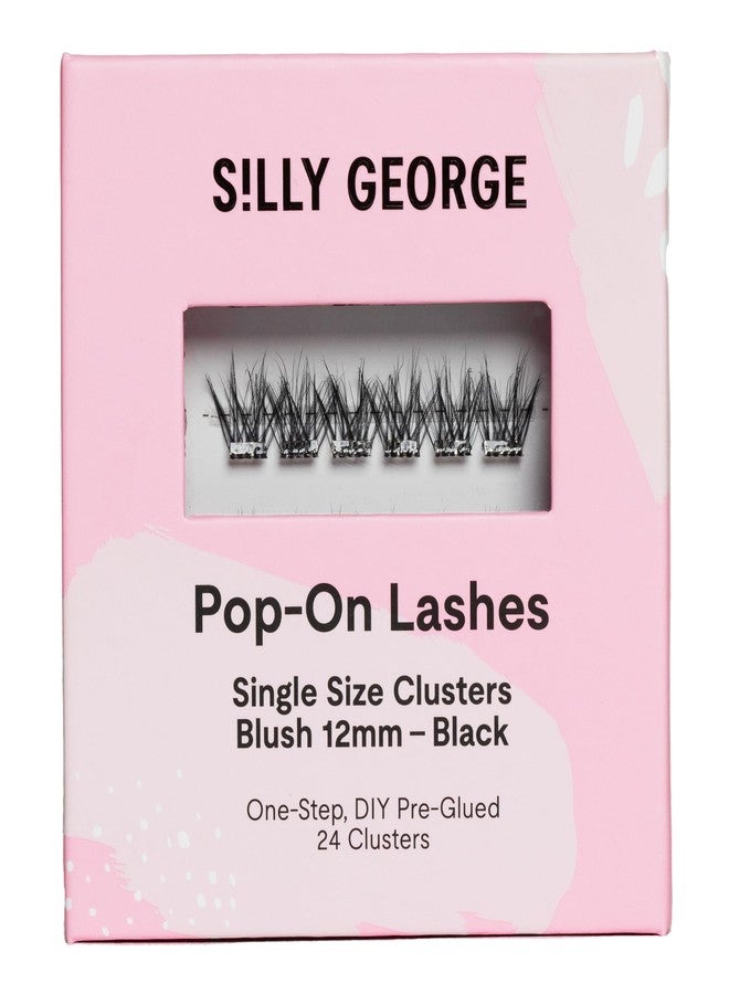 Silly George Single-Size Pop-On Lashes - DIY 1-Step Pre-Glued Faux Eyelash Cluster Kit, Natural Look Extensions, Pack of 24 Individual Clusters, Black - Blush, 12mm - Image 1