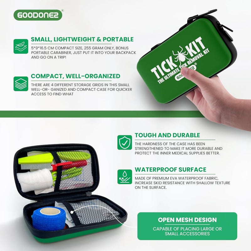 GOODONE2 First aid kit for pets, Tick Remover Tool Kit For Humans, Cats, Dogs and Pets, Lyme Prevention Fine Tooth Floating Hair Grooming Combs Double Sided Easy to Carry 45 Pcs - Image 5