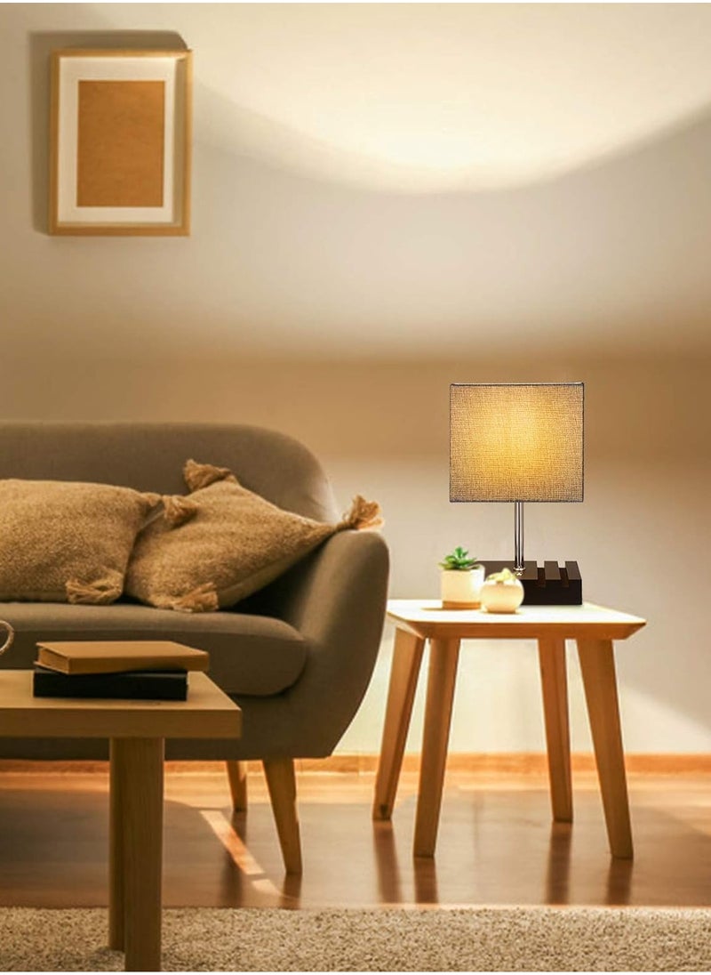 Generic - Bedside Lamp with 2 USB Port Table Lamps for Bedroom Lamps Nightstand Lamps with Grey Shade  Bed Lamp Small Desk Lamps for Living Room(Bulb Included) - Image 1