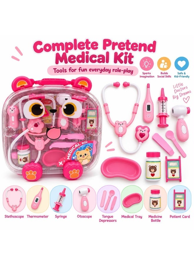 Toy Land Kids Doctor Medical Kit 27-Piece Pretend Play Set with Carry Case, Stethoscope, Syringe, Thermometer & Medical Accessories, Educational Role Play Doctor Toy for Boys & Girls Ages 3+ - Image 5