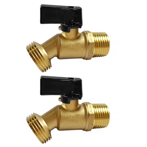 Uenede Brass Garden Hose Bibb Valve 12 NPT MIP Male Inlet to 34 GHT Male Outlet Faucets Spigot with Quarter Turn Ball Valve Pack of 2 - Image 1