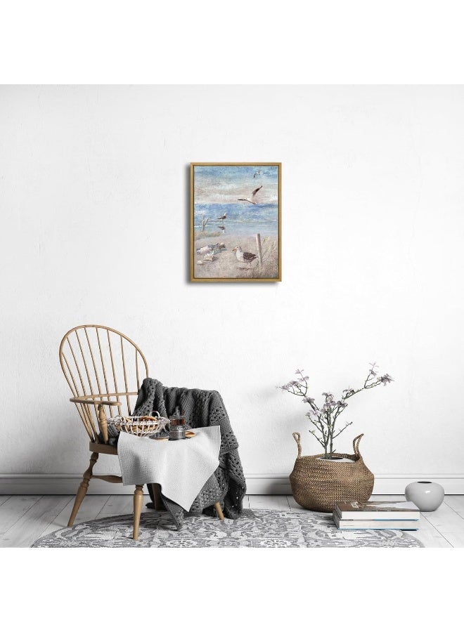 Pyradecor Bathroom Decor Framed Blue Beach Seaside Seagull Picture - Image 3