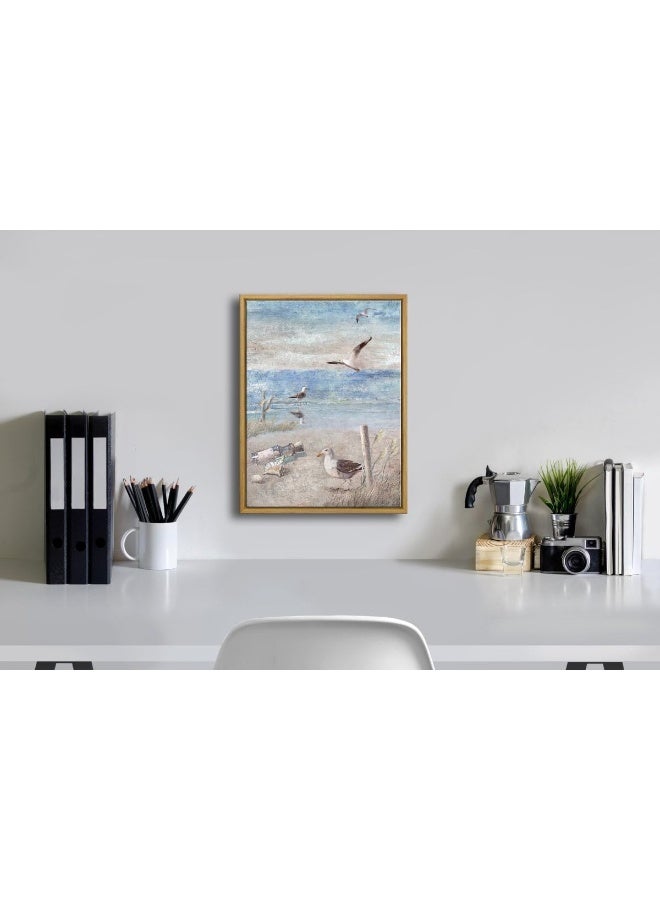 Pyradecor Bathroom Decor Framed Blue Beach Seaside Seagull Picture - Image 2