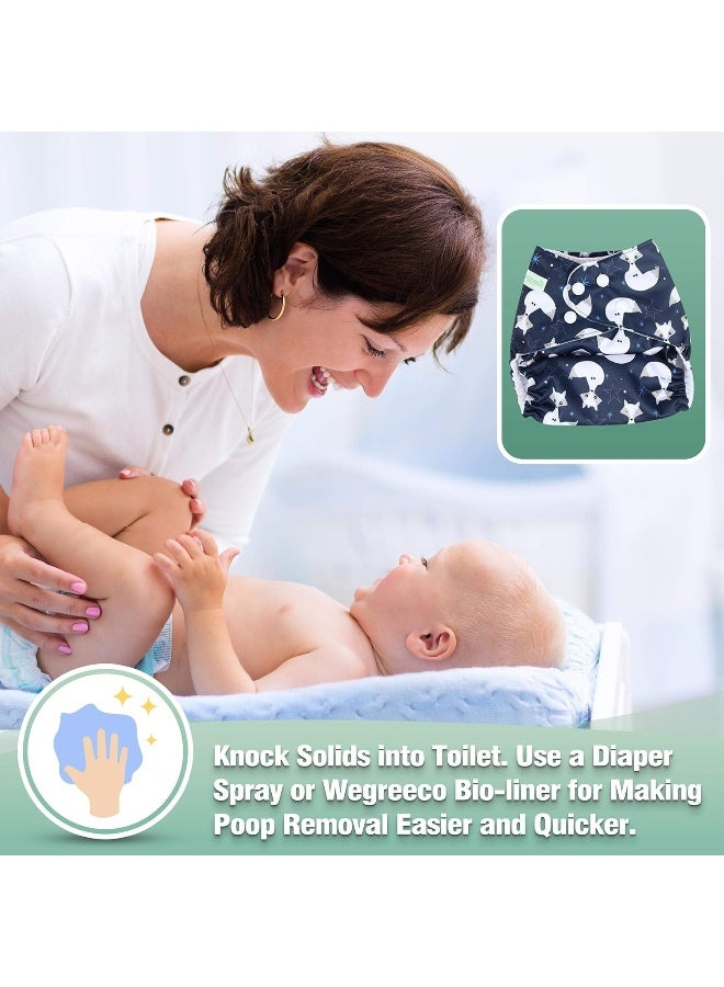 ويجريكو Washable Reusable Baby Cloth Pocket Diapers 6 Pack + 6 Bamboo Inserts (with 1 Wet Bag, Cool Animals) - Image 5