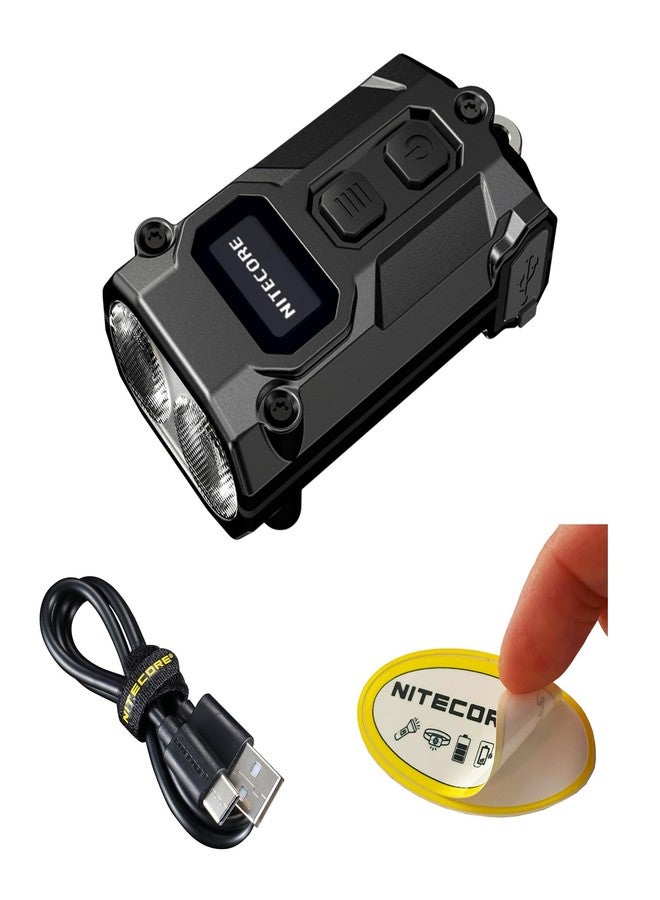 Nitecore TINI 3 600 Lumen EDC Keychain Flashlight, USB-C Rechargeable Lightweight with Multiple Color Temperatures Output (Warm, Neutral White, Cool White) and NSticker (Black) - Image 1