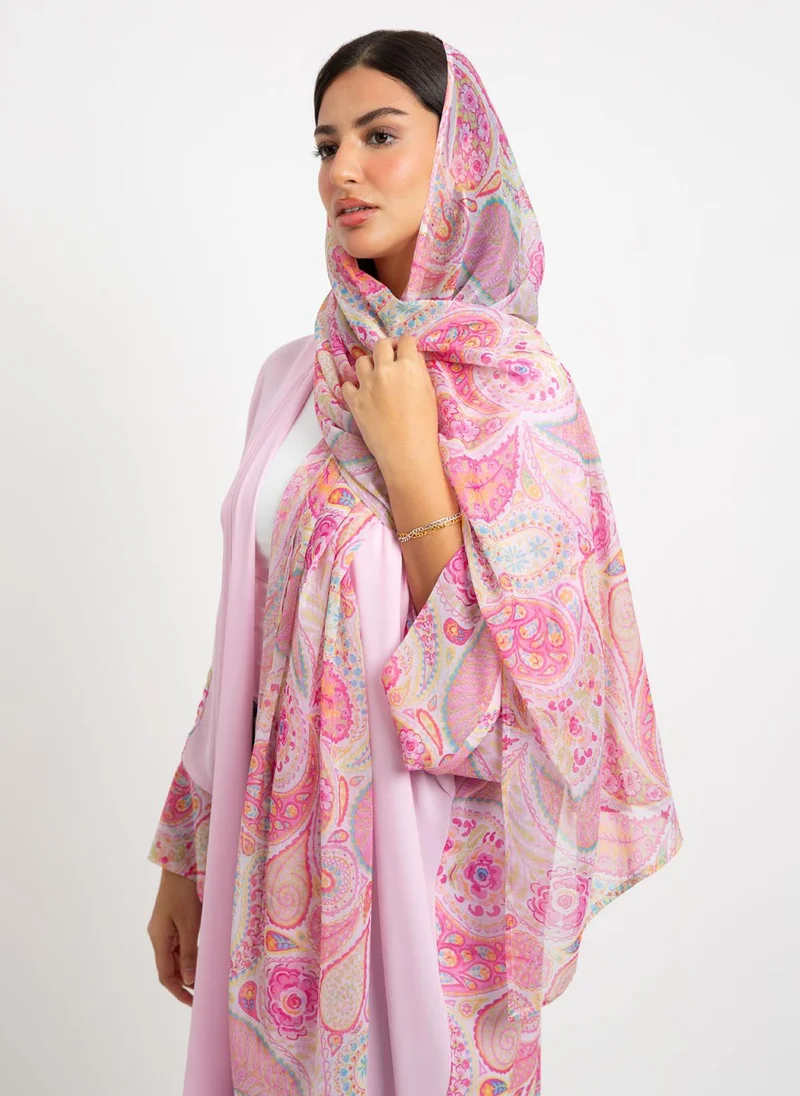 Kaafmeem Rose Water Drops Wide-fit Abaya