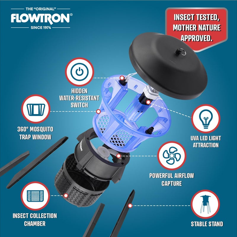 Flowtron Outdoor Bug Trap | UV Light & Powerful Fan Fly Killer with Â½ Acre Coverage | Quiet Insect Control & Weather Resistant | Easy Clean Collection Chamber | Patio Deck Yard | ETL Certified - Image 2