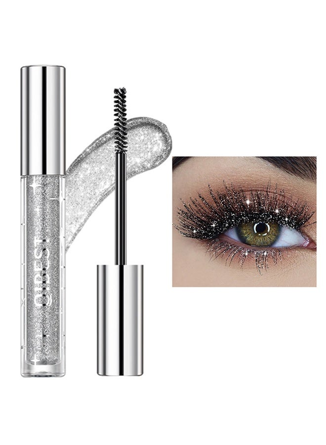 كيو آي بست مسكرة متلألئة - لمكياج عيون براق للغاية. مسكرة ملونة متلألئة لرموش لامعة مع جليتر ماسي. مسكرات مكياج لتكثيف الطول للرموش 1#فضي - Image 1