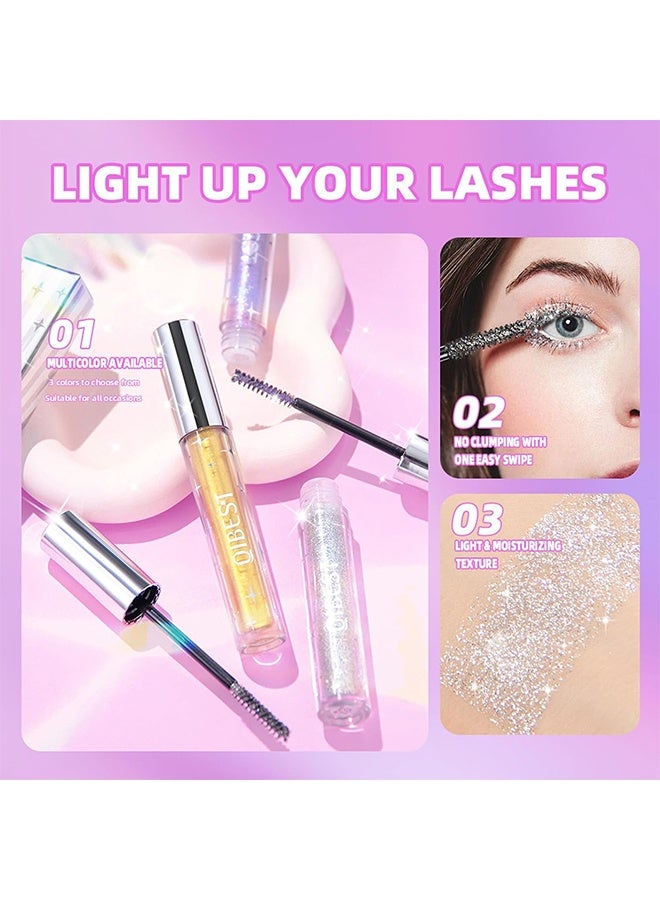 كيو آي بست مسكرة متلألئة - لمكياج عيون براق للغاية. مسكرة ملونة متلألئة لرموش لامعة مع جليتر ماسي. مسكرات مكياج لتكثيف الطول للرموش 1#فضي - Image 4