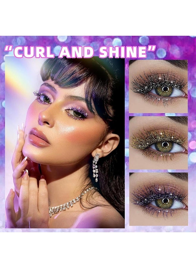 كيو آي بست مسكرة متلألئة - لمكياج عيون براق للغاية. مسكرة ملونة متلألئة لرموش لامعة مع جليتر ماسي. مسكرات مكياج لتكثيف الطول للرموش 1#فضي - Image 3