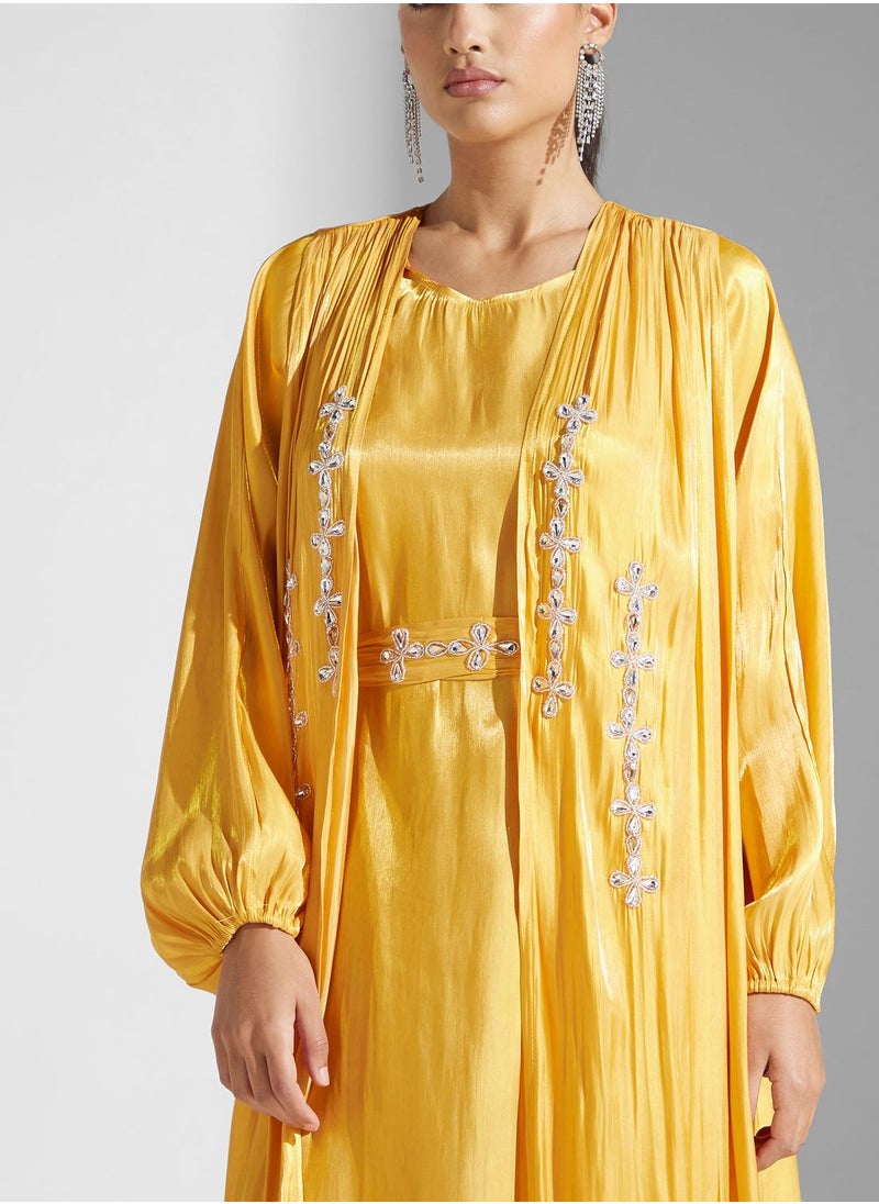 hayas closet - Embellished Open Front Dress - Image 1