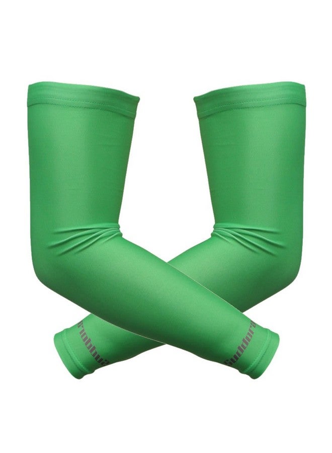 Arm Sleeves (Pair) - Sun Sleeves For Men And Women W/Uv Protection For Cycling, Basketball, Running, Football, Outdoor Sports (Green)