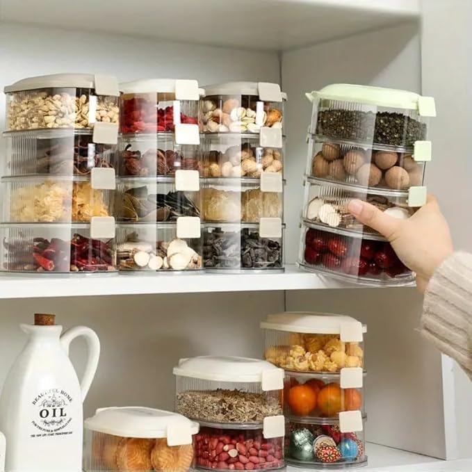 Caltero Storage Box For Kitchen Spice Container and Seasoning Box Multipurpose Leak Proof And Reusable Food Storage Box For Nuts Grain And Dry Food Kitchen OrganizersSet of 4 multicolor2024 - Image 3