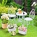 Minamzee 112 Scale Dollhouse Table Chair Sets 9Pcs Metal Miniature Patio Sets Dollhouse Fairy Garden Bistro Outdoor Furniture Accessories with Jasmine Daisies Squirrel and Kettle - Image 2