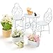 Minamzee 112 Scale Dollhouse Table Chair Sets 9Pcs Metal Miniature Patio Sets Dollhouse Fairy Garden Bistro Outdoor Furniture Accessories with Jasmine Daisies Squirrel and Kettle - Image 4
