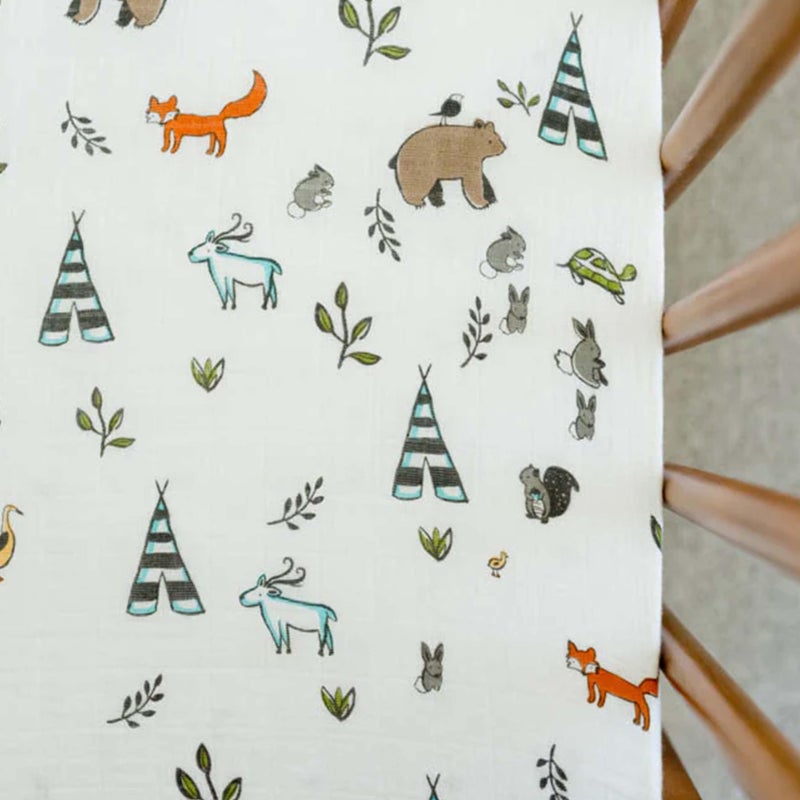 Little Unicorn Premium Crib Sheet | Breathable & Super-Soft Muslin Fabric (Forest Friends) - Image 5
