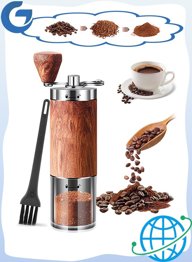 GD Portable Manual Coffee Grinders, Stainless Steel Body Coffee Bean Grinder Adjustable for Fine/Coarse Grind, High Quality Coffee Grinders  with Cleaning brush for Home, Travel, Camping etc - Image 1