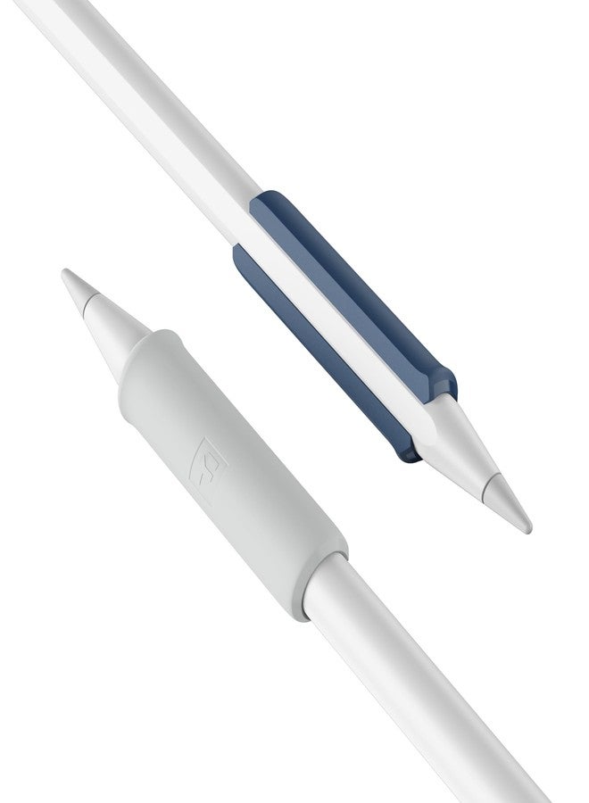FUSE Apple Pencil Grip - Compatible with Gen 2 iPad Stylus for Procreate Drawing, Writing - Designed for Magnetic Charging and Double Tap Sensor (Frost White, Draft Blue) - Image 1