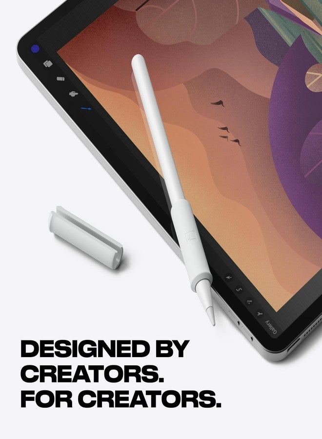 FUSE Apple Pencil Grip - Compatible with Gen 2 iPad Stylus for Procreate Drawing, Writing - Designed for Magnetic Charging and Double Tap Sensor (Frost White, Draft Blue) - Image 3