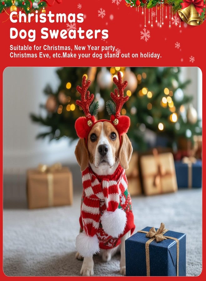 Reginary 9 Pack Dog Christmas Costume Xmas Sweaters Headband Scarf Set Christmas Dog Cat Sweaters Costume Winter Warm Small Dogs Clothes Adjustable Xmas Hair Hoop Headwear for Pet Accessories (L) - Image 5