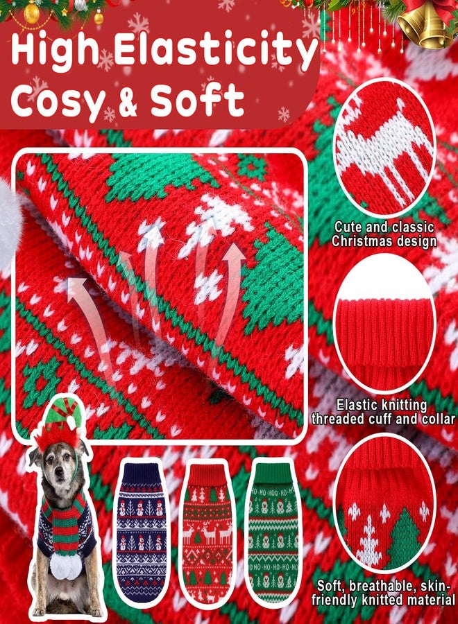 Reginary 9 Pack Dog Christmas Costume Xmas Sweaters Headband Scarf Set Christmas Dog Cat Sweaters Costume Winter Warm Small Dogs Clothes Adjustable Xmas Hair Hoop Headwear for Pet Accessories (L) - Image 4