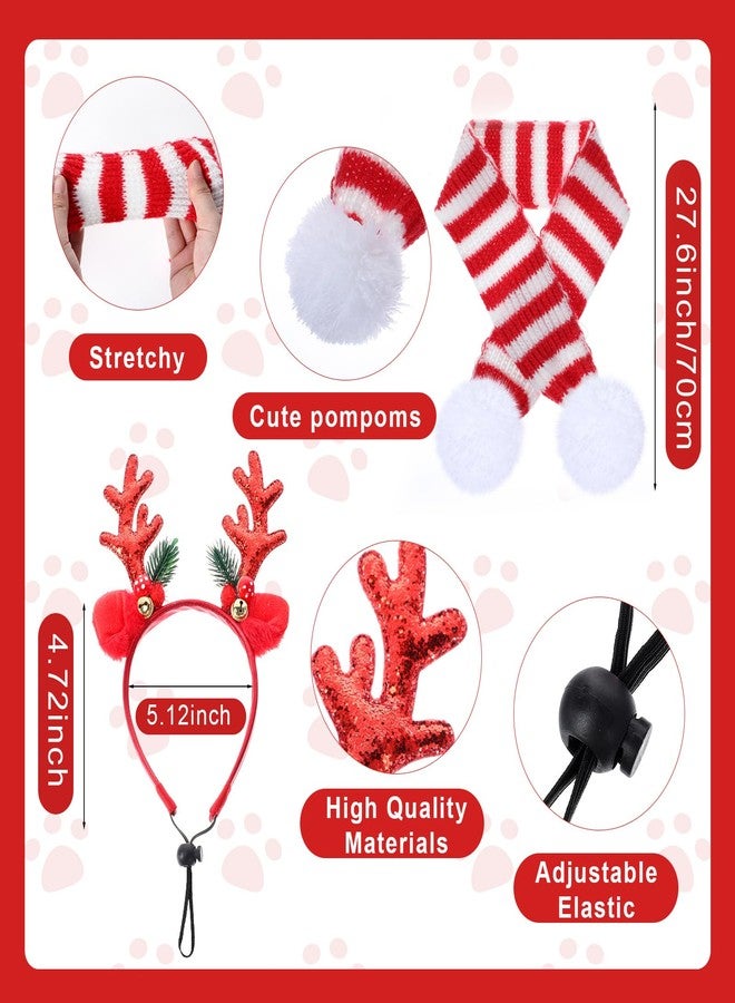 Reginary 9 Pack Dog Christmas Costume Xmas Sweaters Headband Scarf Set Christmas Dog Cat Sweaters Costume Winter Warm Small Dogs Clothes Adjustable Xmas Hair Hoop Headwear for Pet Accessories (L) - Image 3