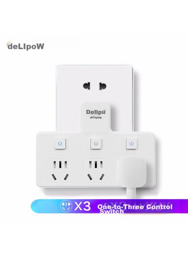 Delipow Socket, Adapter Plug, Three-way Multi-function, Individual Switch, Wireless Conversion Socket - Image 5