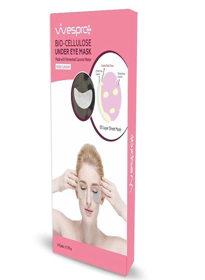 Wespro Bio Cellulose Under Eye Mask with HYALURONIC ACID - Made with fermented coconut water - Pack of 5 Eye Masks - Image 1