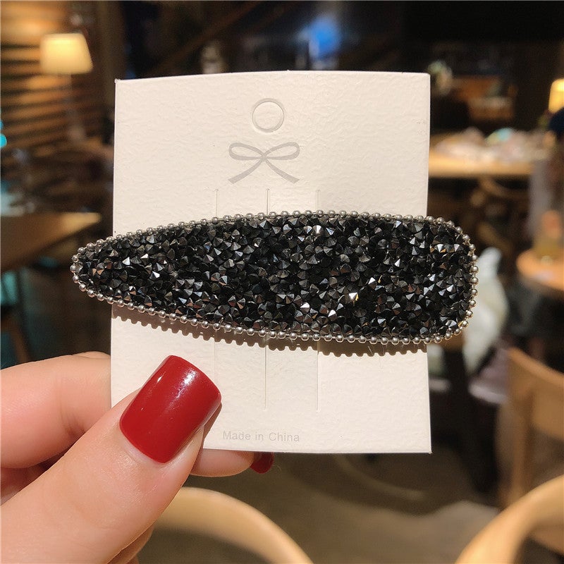 Loquat Korean Internet Celebrity Rhinestone Hairpin Side Clip Internet Celebrity BB Clip Womens Broken Hair Simple Clip Headwear Explosive Hair Accessories Women K113-1 drop Black