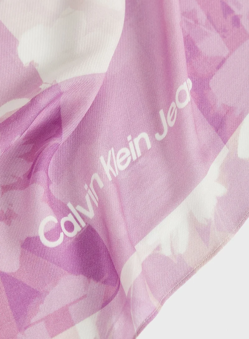 Calvin Klein Jeans Flower Printed Scarf 130X130