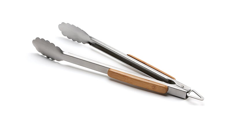Outset Outset QV20 Verde StainlessSteel Locking Tongs with Bamboo Handle 
