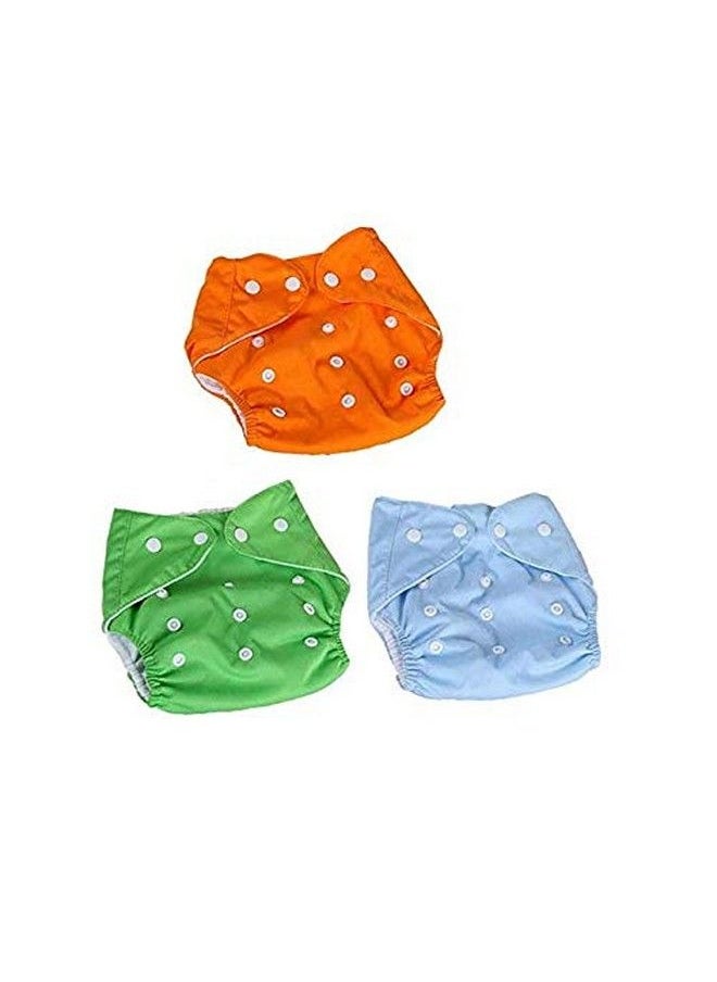 Chinmay Kids Reusable Cloth Diaper Nappies ;Nappy Pants; For Newborn Child Toddler Infant Combo Of 3 Piece(Orange Green & Blue) (Assorted Colours) 0 2 Years (Insert Pad Not Included) Pack Of 3  - Image 1