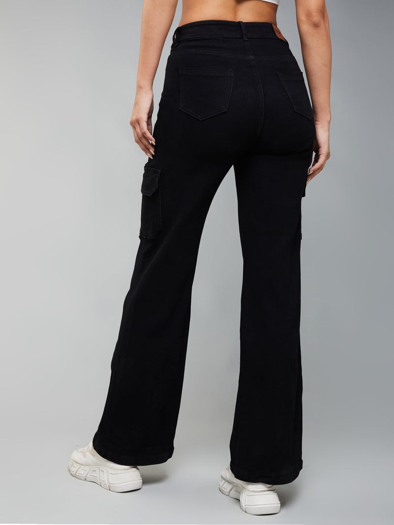 Miss Chase Women's Wide Leg High/Mid Rise Regular Length Jeans (Plus (MCSS24DEN79-02-331-30, Lead Black, 30) - Image 4