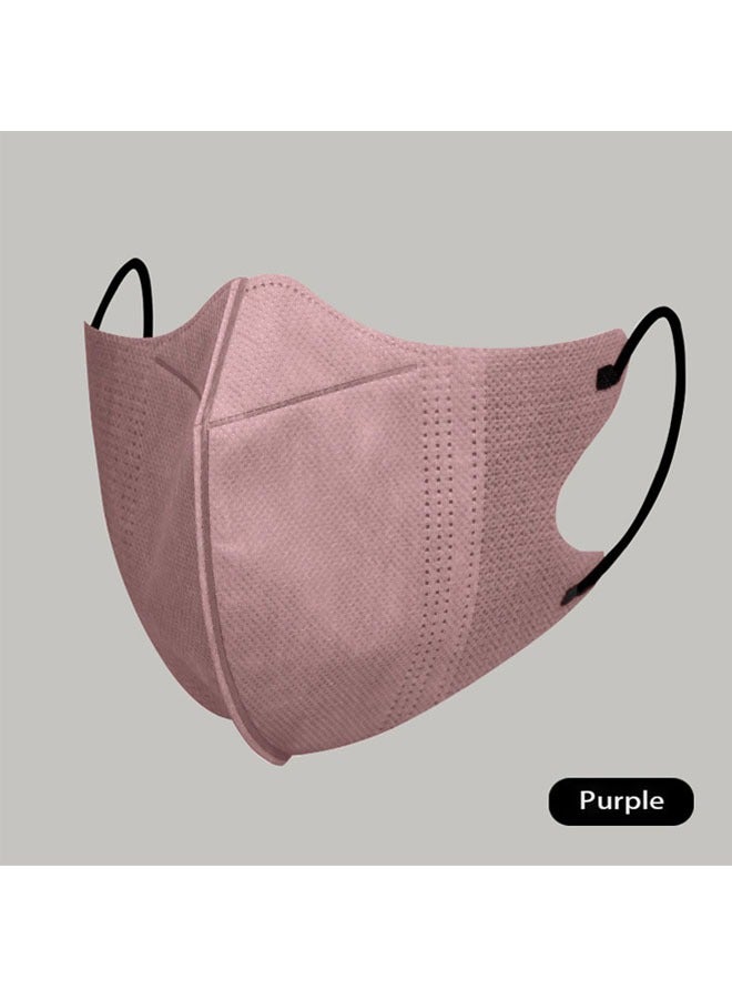 20 Pieces 3D Disposable Mask Unisex Adult Three-layer Meltblown Filter Mask with Elastic Earloop - Purple - Image 1