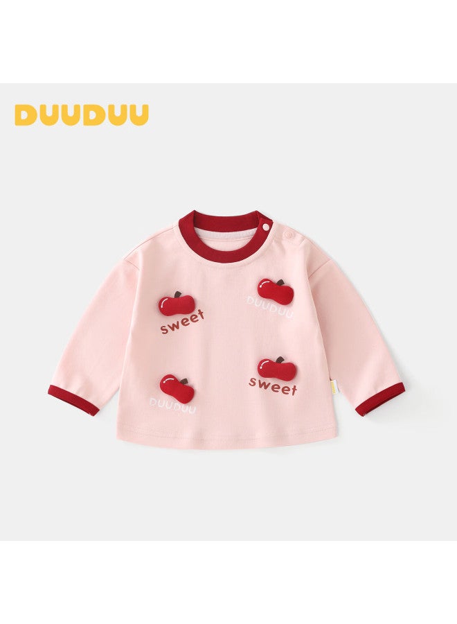 Duuduu Kids Girls T-shirt Spring Autumn Baby Long Sleeve Cartoon Top 100 Red - Image 1