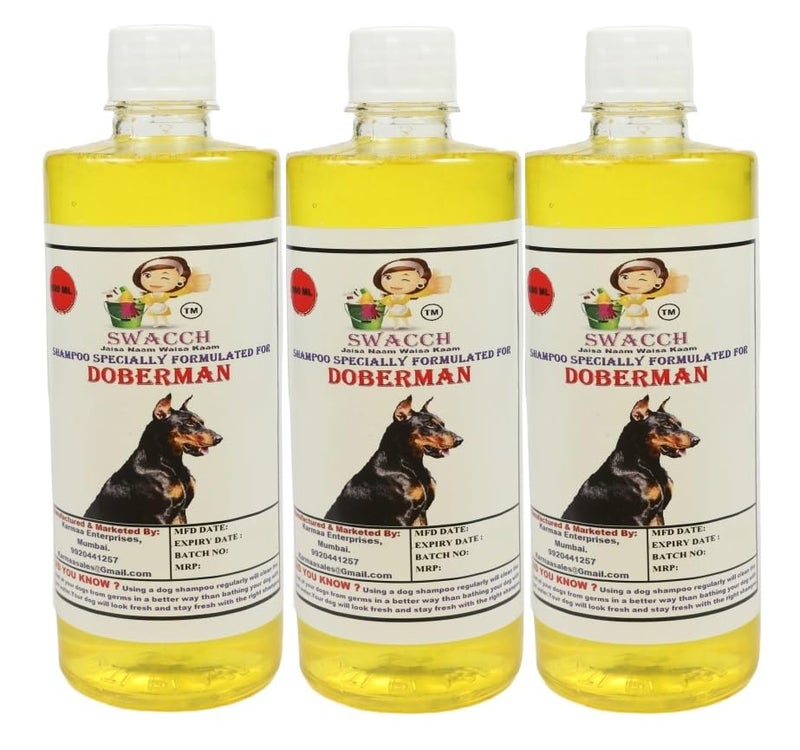 swacch Doberman Dog Shampoo + Dumbbell Toy I Durable Rubber Dog Toy for Chewing I Playing,Teeth Cleaning & Training Toy I Combo Pack I 500ml Pack of 3 Lemon - Image 2