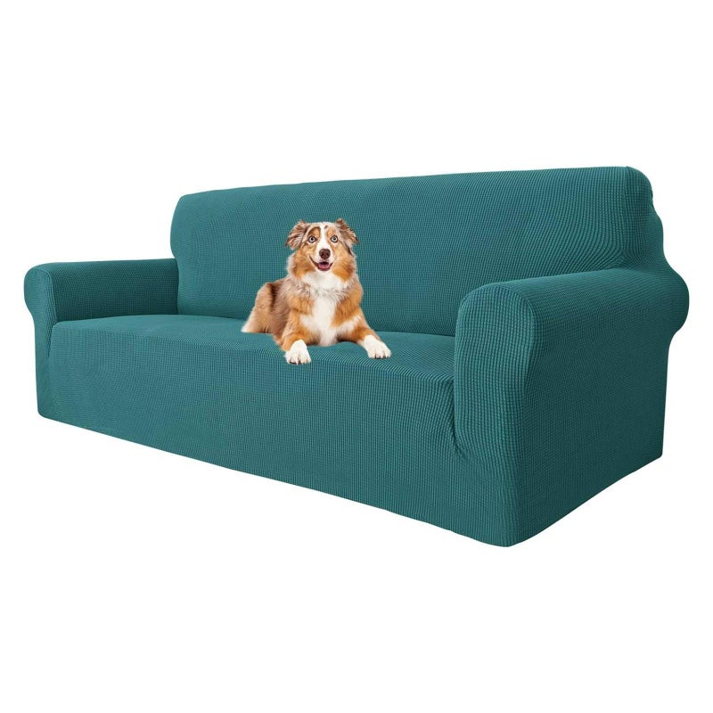 MAXIJIN Super Stretch Couch Cover for 3 Seater Couch 1Piece Universal Sofa Covers Living Room Jacquard Spandex Furniture Protector Dogs Pet Friendly Fitted Couch Slipcover 3 Seater Blackish Green