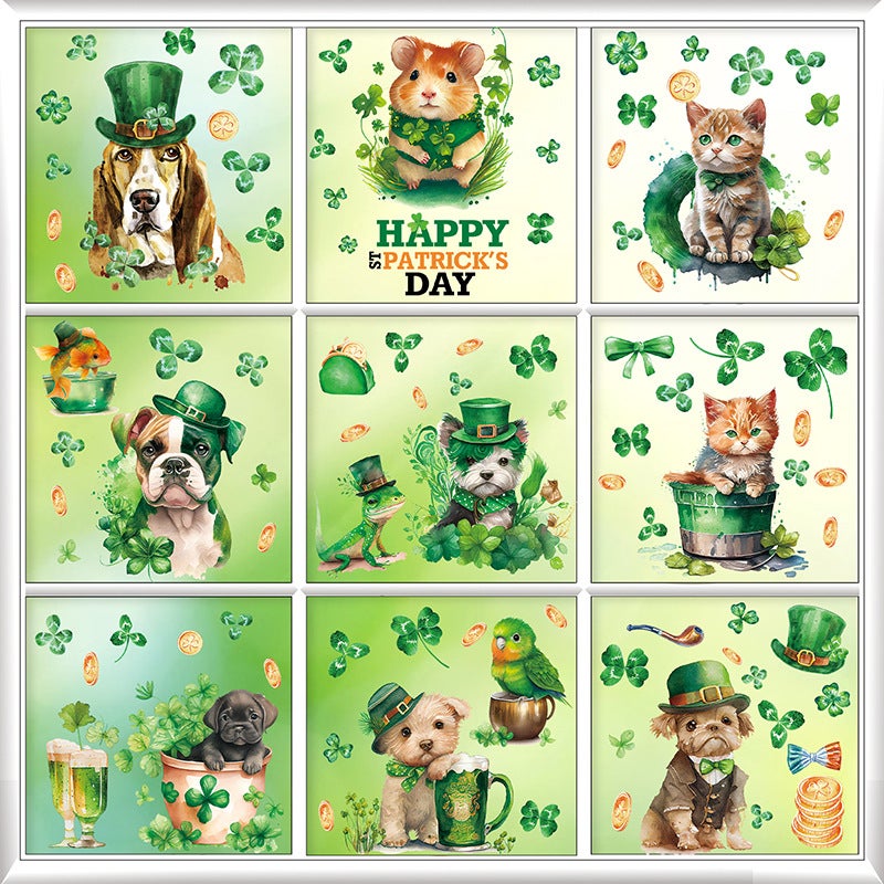 2026 St. Patrick'S Day Electrostatic Adhesive Shamrock Gnome Irish Holiday Party Decorations - Image 2