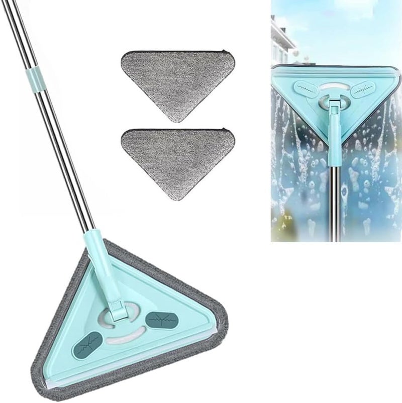 Deoxys Multifunctional Triangle Mop Upgraded Wall Mop with Long Handle 360 Rotatable Adjustable Cleaning Mop Extendable Triangle Mop with Cleaning Cloth for Wall Ceiling Window Floor - Image 1