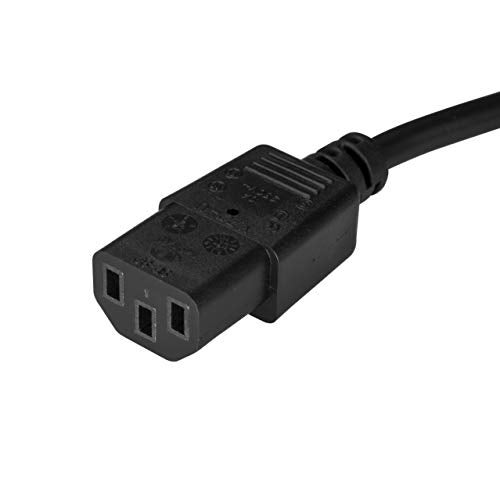 StarTech.com 15ft (4.5m) Computer Power Cord, Flat NEMA 5-15P to C13, 10A 125V, 18AWG, Black Replacement AC Power Cord, PC Power Supply Cable, Monitor/Printer Power Cable - UL Listed (PXTF10115) - Image 2