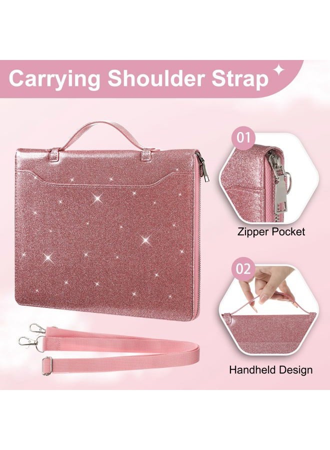 E NET-CASE Glittering PU Leather Case for Remarkable Paper Pro Tablet 11.8" (2024 Released), Business Handheld Design Cover for Remarkable Pro Digital Paper with Pen Holder (Starry Night Pink) - Image 2