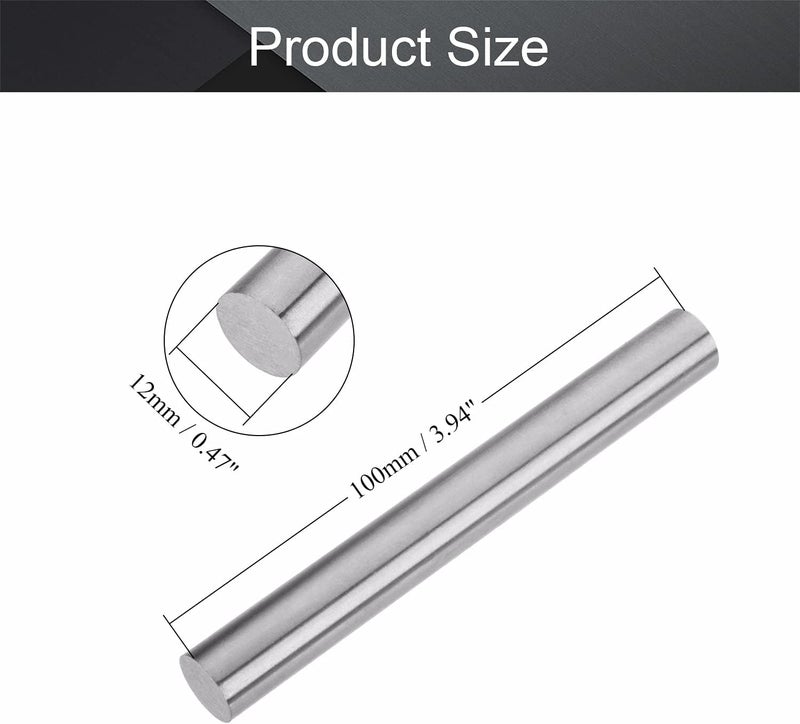 Utoolmart Round Steel Rod, 12mm HSS Lathe Bar Stock Tool 100mm Long, for Shaft Gear Drill Lathes Boring Machine Turning Miniature Axle, Cylindrical Pin DIY Craft Tool, 2pcs - Image 2