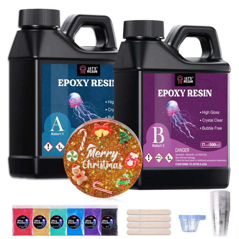 LET'S RESIN راتنج LET'S RESIN الشفاف، 32 أونصة راتنج إبوكسي خالي من الفقاعات، راتنج صب لأسطح الطاولات وبار الطاولات، راتنج إبوكسي شفاف للفنون والحرف اليدوية - Image 1