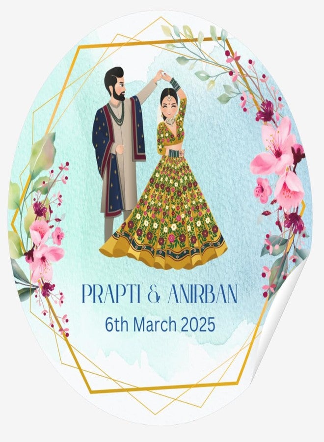 Yellow Nuts ملصقات شكر شخصية لحفلات الزفاف من يلو ناتس، مقاس 2 بوصة، 60 قطعة، هدايا تذكارية لحفلات الحناء والزواج والذكرى السنوية - Image 1