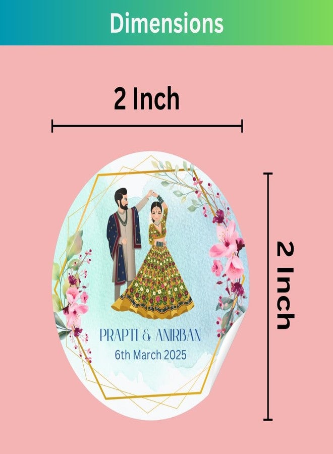 Yellow Nuts ملصقات شكر شخصية لحفلات الزفاف من يلو ناتس، مقاس 2 بوصة، 60 قطعة، هدايا تذكارية لحفلات الحناء والزواج والذكرى السنوية - Image 3