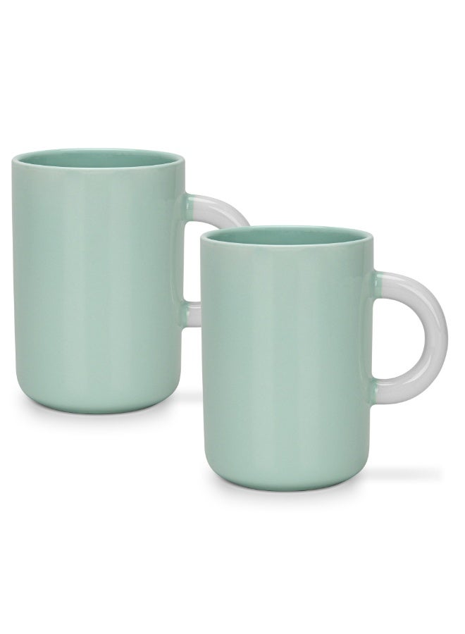 Fissman طقم أكواب قهوة 540 مل، طقم من 2 أكواب قهوة خزفية بمقبض كبير | أكواب جديدة من البورسلين العظمي | أكواب قهوة ذات قاعدة غير قابلة للانزلاق للشاي، القهوة، المشروبات الساخنة/الباردة (أخضر) - Image 4