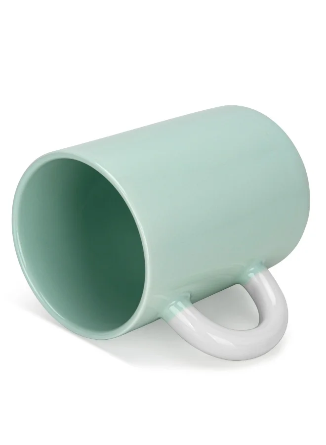 Fissman Green 540ml Coffee Mugs Set 540mL, Set of 2 Ceramic Coffee Mugs with Big Handle | New Bone China Mugs | Non Slip Bottom Coffee Mugs for for Tea, Coffee, Hot/Cold Beverage (Green)  | Best Price UAE